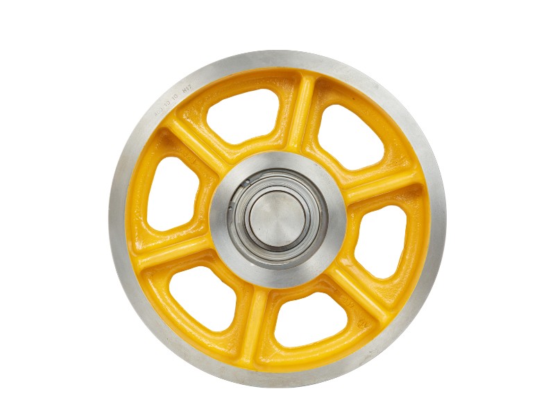 GG25 cast iron elevator rope pulley front view