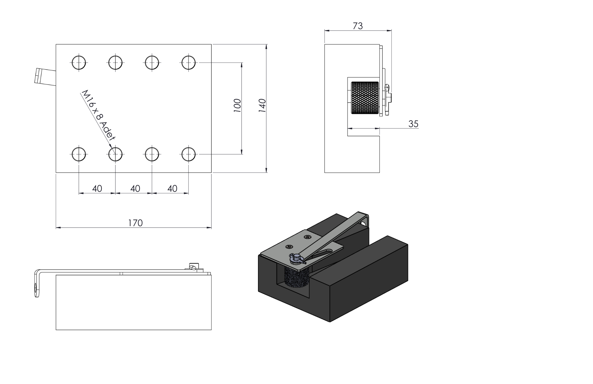 Instantaneous elevator safety gear t-4 technical drawing