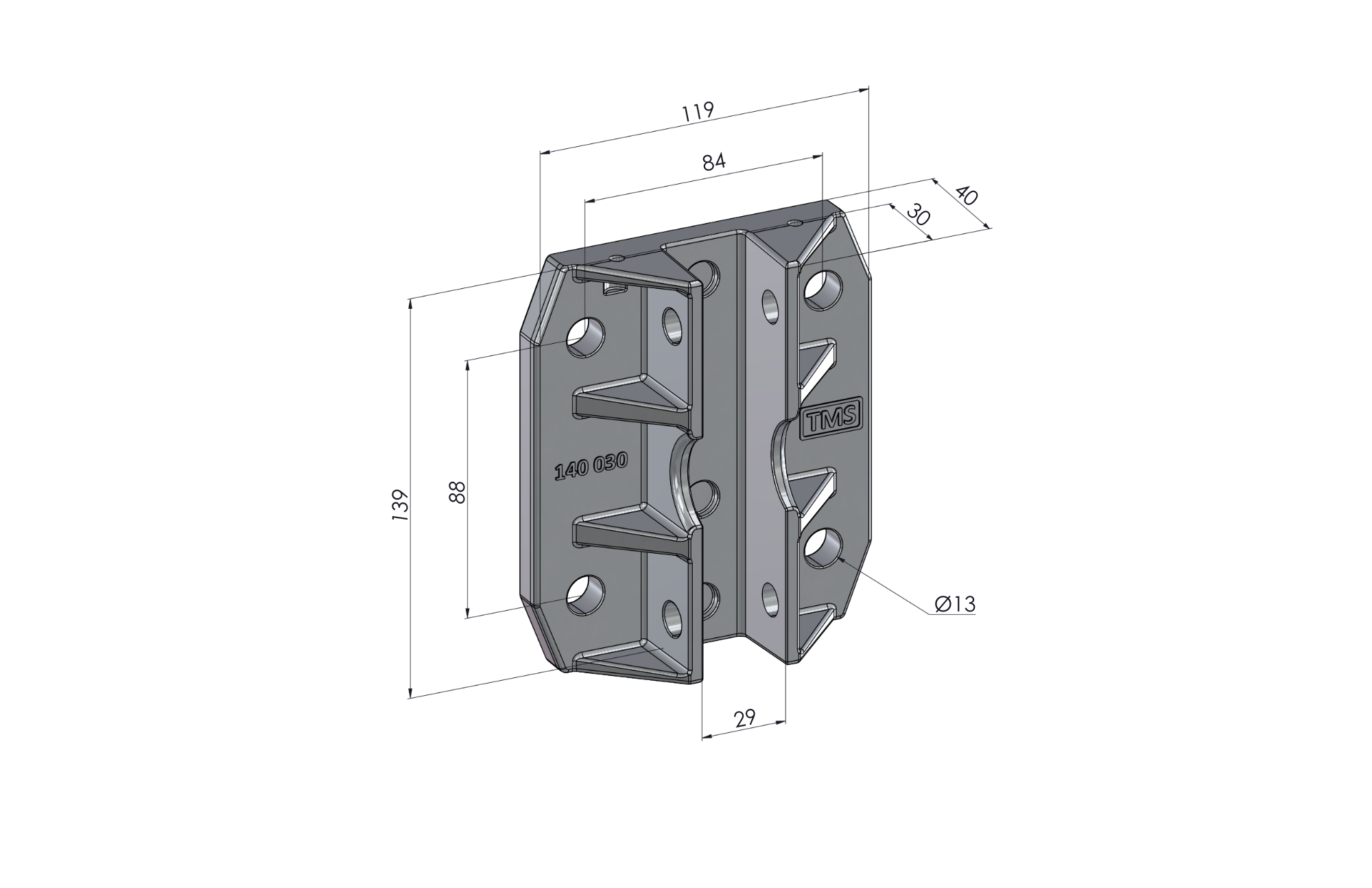 Guide holder elevator part model 140 030 technical drawing