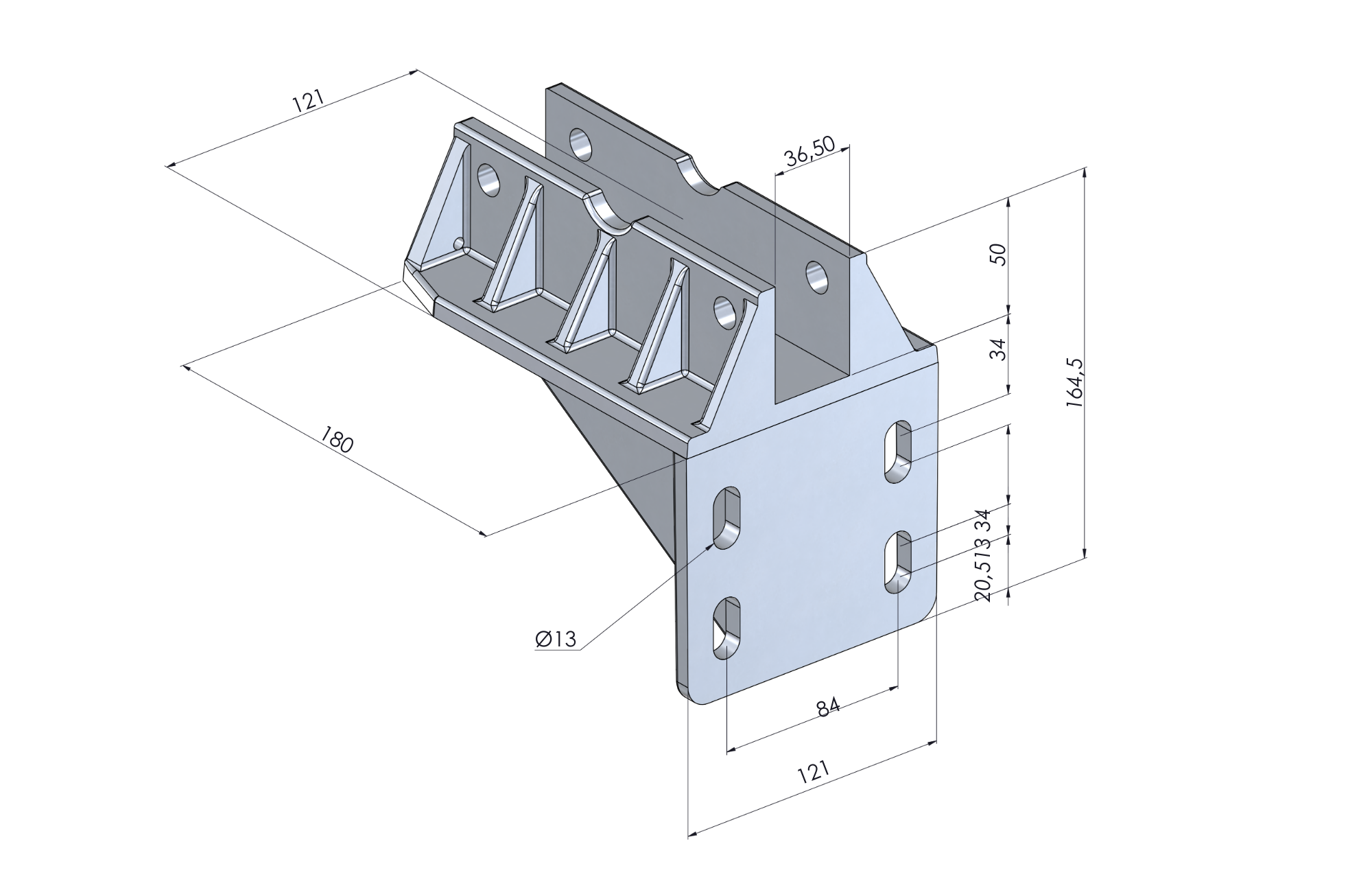 TMS Lift Sabit Paten 180 050 L modeli teknik çizimi