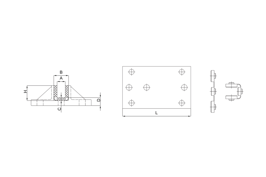 High density elevator guide shoe insert technical drawing