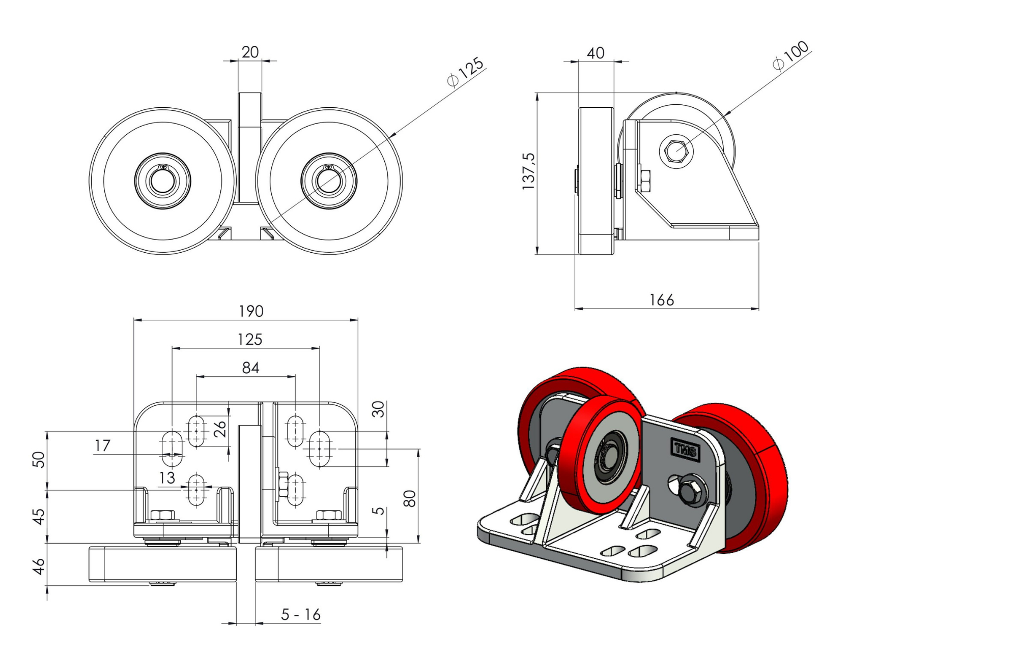KP-4 elevator car roller guide technical drawing