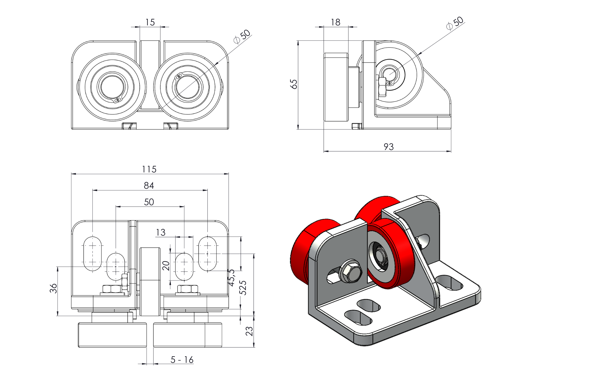 KAP-1 elevator roller guide technical drawing