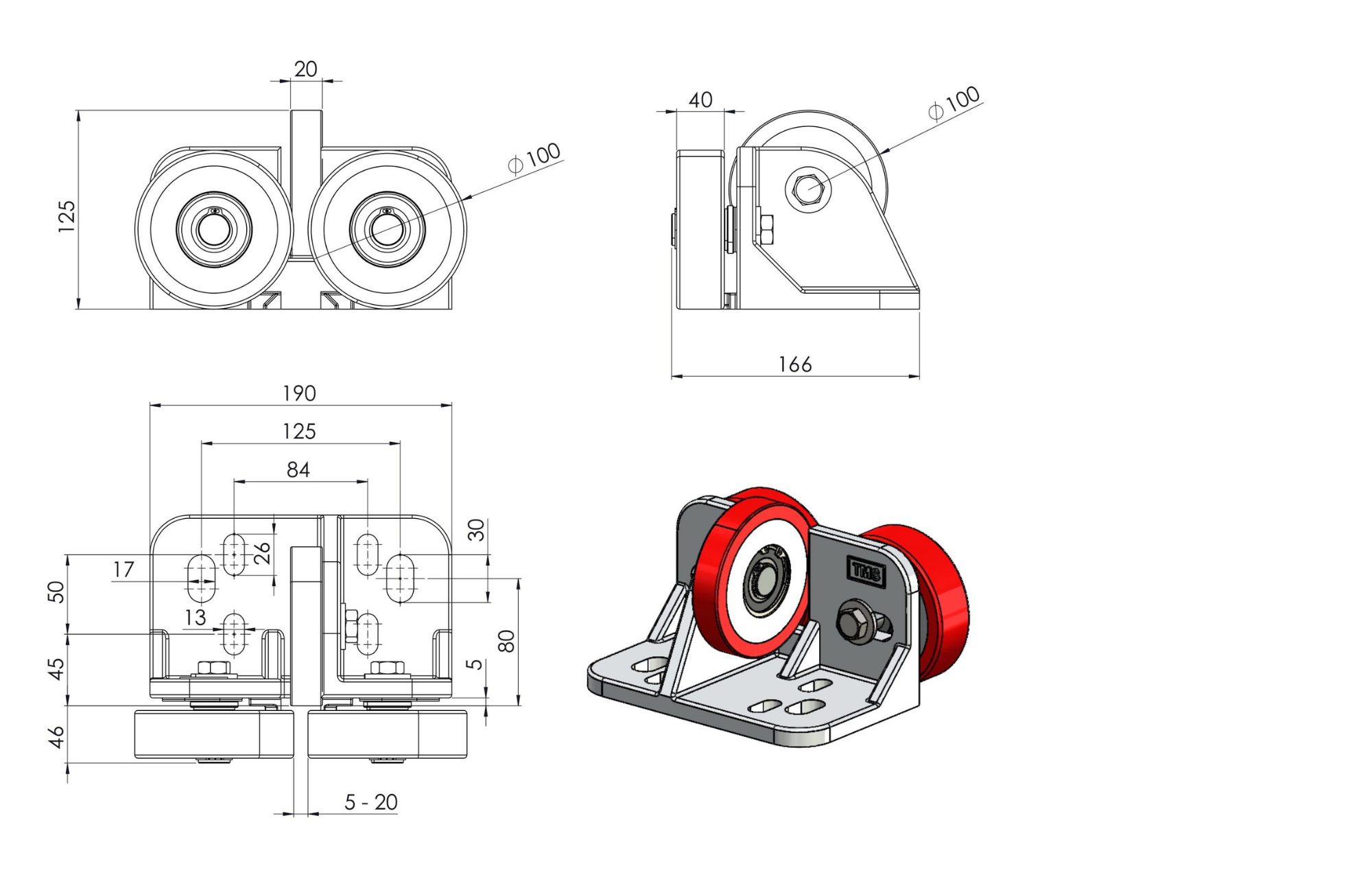 KP-2 elevator car roller guide technical drawing